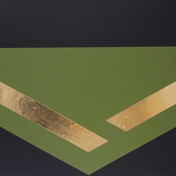 acryl, high polish – poliment gilding, on canvas, platinum gold 23,75 karat, 90×90 2014