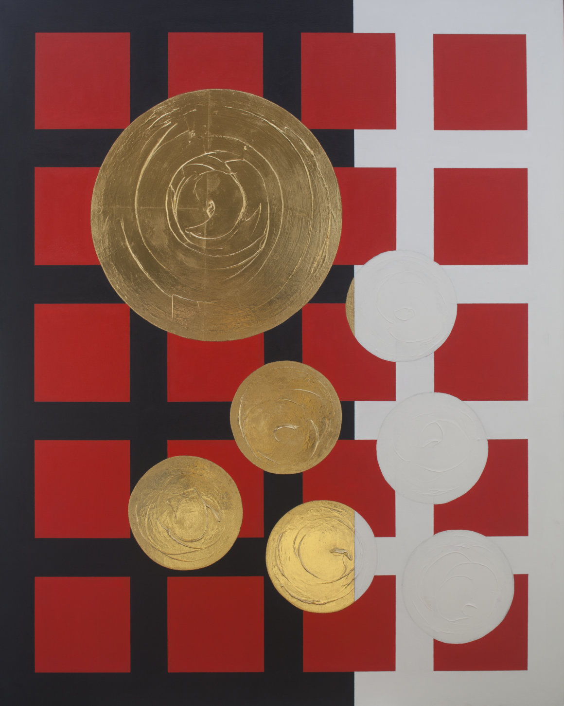 5/2, acryl, high polish gilding, on canvas, pure gold 24 karat, 120×150, 2013