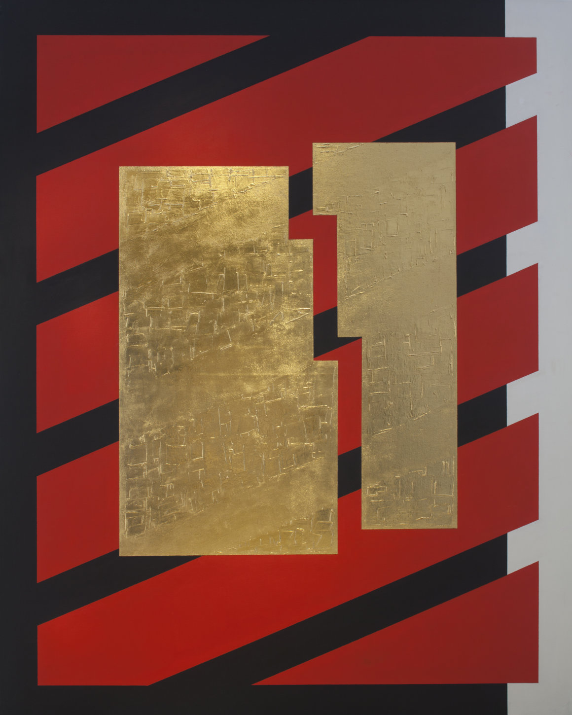 5/4, acryl, high polish gilding, on canvas, pure gold 24 karat, 120×150, 2013