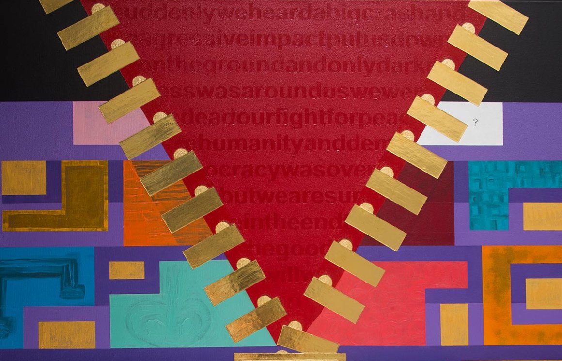 Promising Darkness Acryl, Gold Oil pastel, Platin Gold 23,75 Karat on canvas, 125cm x 250cm, 2015