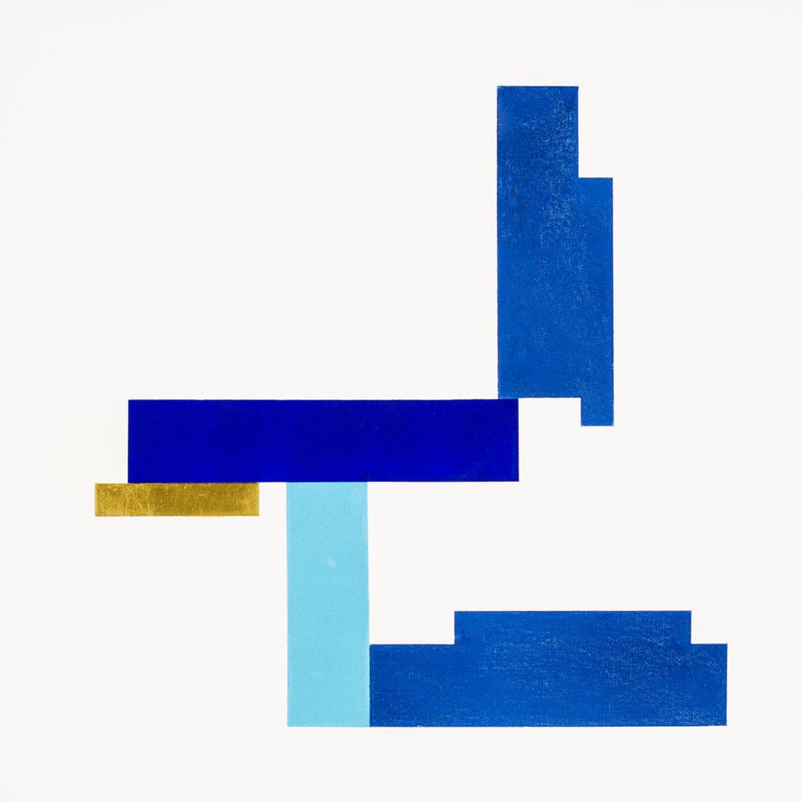 Blaupause 01, acryl, pastel color, gold leaf on canvas, 50x50cm, 2019