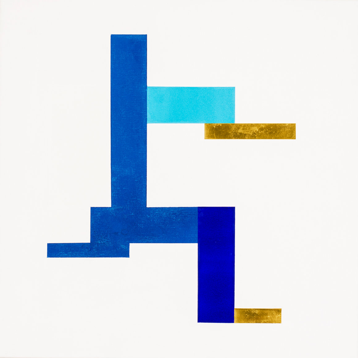 Blaupause 02, acryl, pastel color, gold leaf on canvas, 50x50cm, 2019