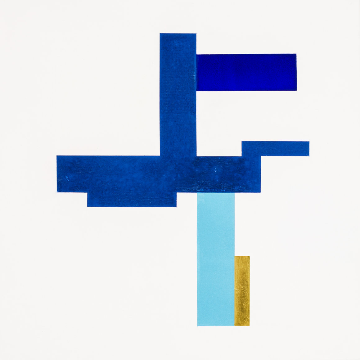 Blaupause 03, acryl, pastel color, gold leaf on canvas, 50x50cm, 2019