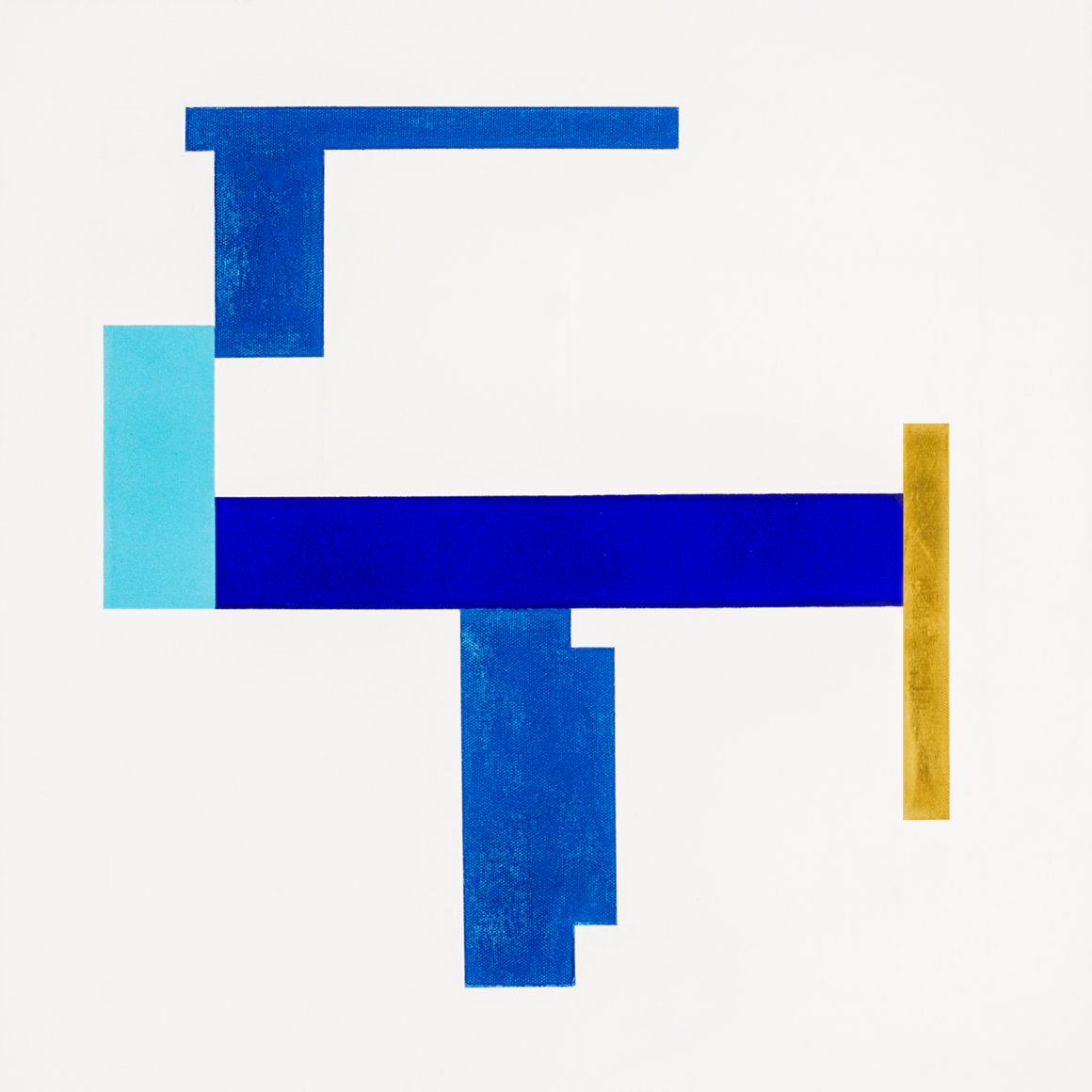 Blaupause 04, acryl, pastel color, gold leaf on canvas, 50x50cm, 2019