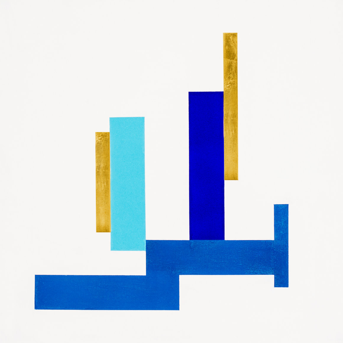 Blaupause 05, acryl, pastel color, gold leaf on canvas, 50x50cm, 2019