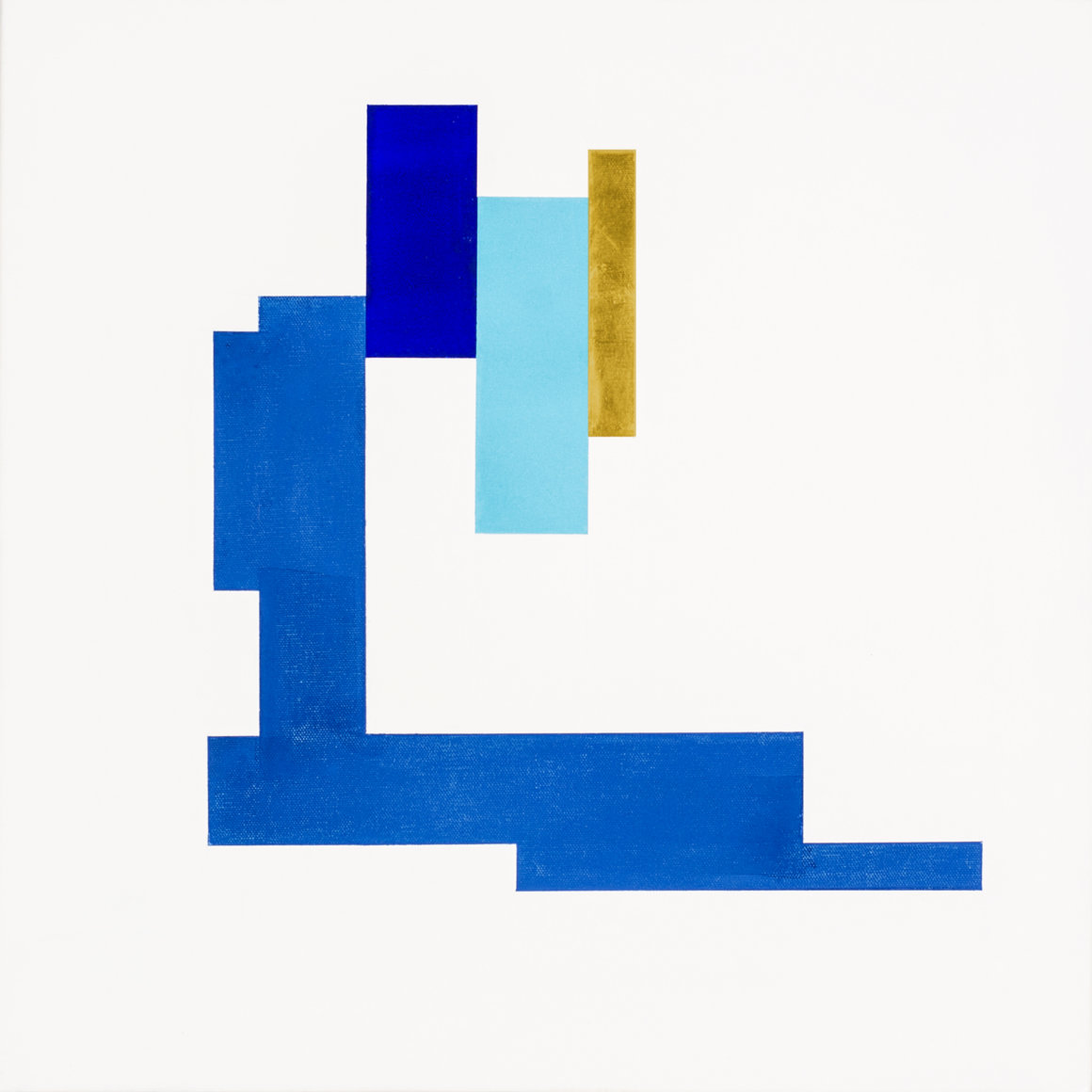 Blaupause 06, acryl, pastel color, gold leaf on canvas, 50x50cm, 2019