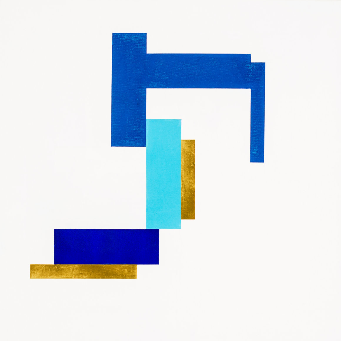 Blaupause 07, acryl, pastel color, gold leaf on canvas, 50x50cm, 2019