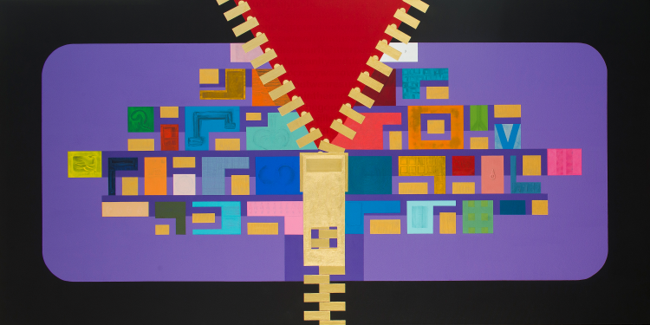 promising darkness acryl oil pastel high polish gilding plain gold on canvas 125 x 250 cm, 2015